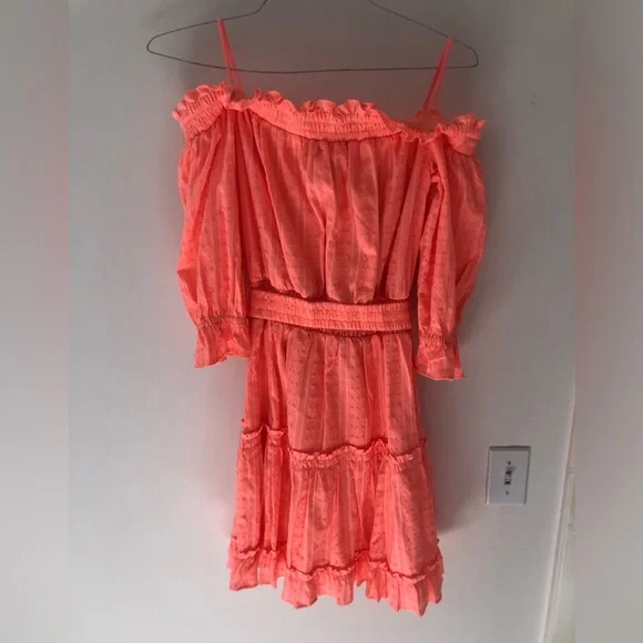 NWT Lilly Pulitzer Louisa Belted Off the Shoulder Mini Dress in Papaya Punch M - Picture 16 of 16